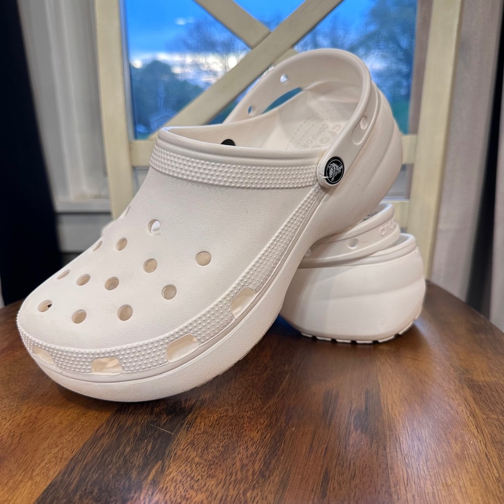 Crocs Classic Crush Clog Women Size 11 White Platform Chunky 206750 - Picture 2 of 12